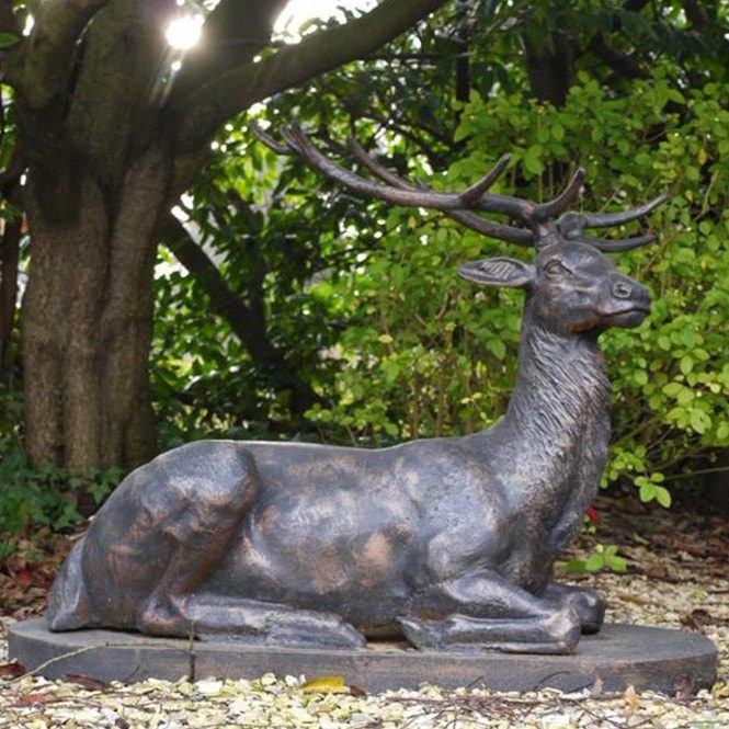 laying stag outdoor ornaments pack of 2 p64729 96603 medium